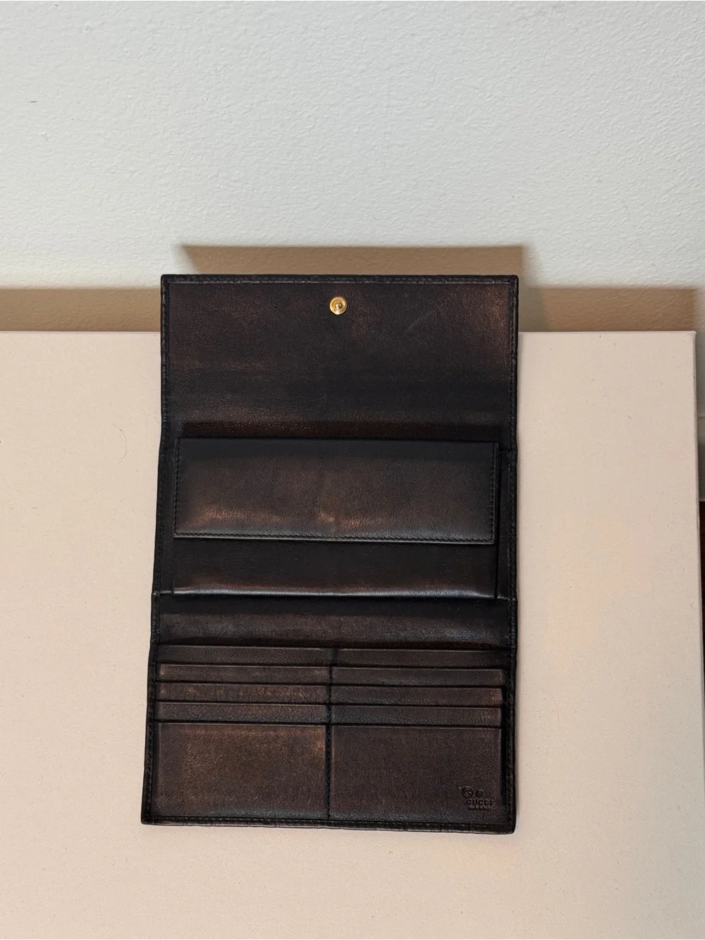 Gucci Black Embossed GG Continental Wallet